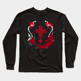 Cross Rose Red Long Sleeve T-Shirt